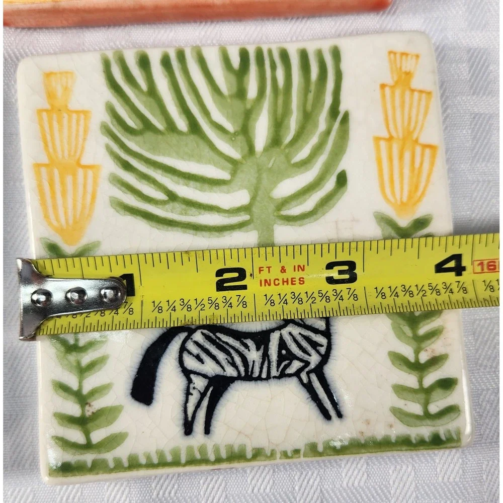 Zebra & Sunrise Coaster Trivet Set Decor 4x4